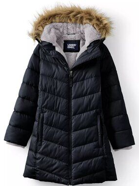 Lands' Ends Girls Black Fleece Lined Parka